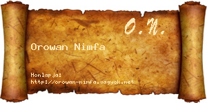 Orowan Nimfa névjegykártya